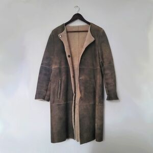 Minimalist Distressed Sheepskin Coat